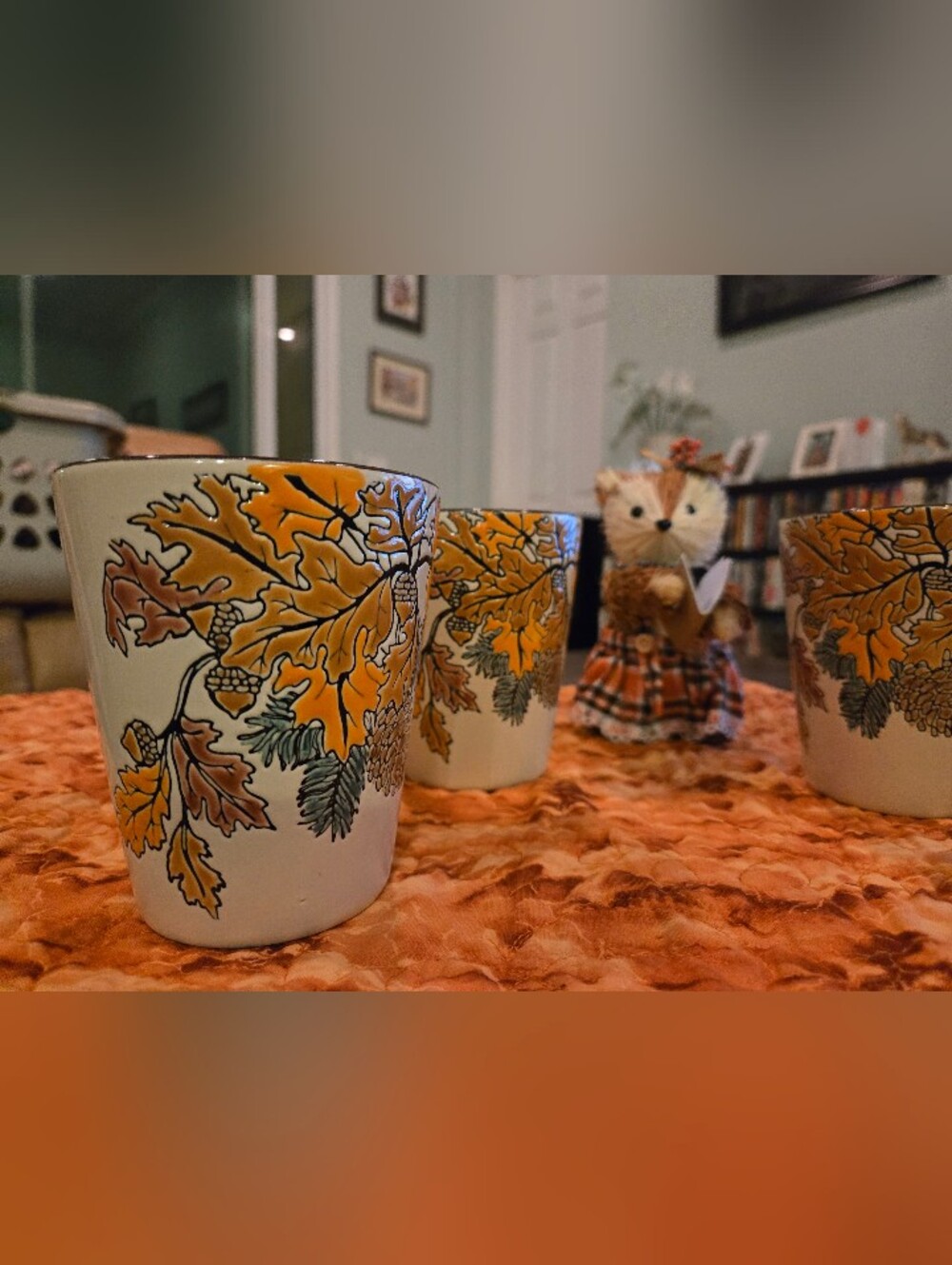 Cracker Barrel Set of 4 Fall Autumn Leaf Ceramic Coffee Mugs - Picture 6 of 7